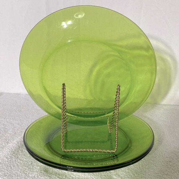 Vintage Duralex France Galaxie Lime Green Glass Dinner Plates X3 - Picture 3 of 14